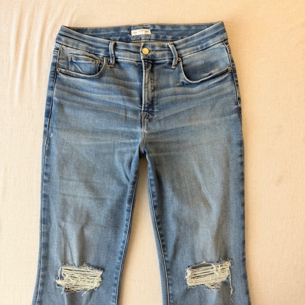 Good American Good Legs Crop Mini Boot Jeans Womens 10/30 Blue Indigo521 - Picture 8 of 10
